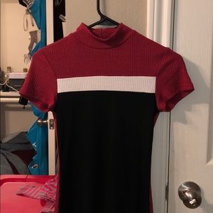 Red, Black, and white skinny tee